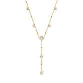 Imber Y necklace, Round cut, White, Gold-tone plated